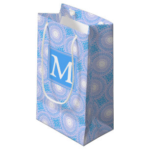 Monogram patroon van elektrische blauwe cirkels klein cadeauzakje