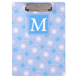 Monogram patroon van elektrische blauwe cirkels klembord