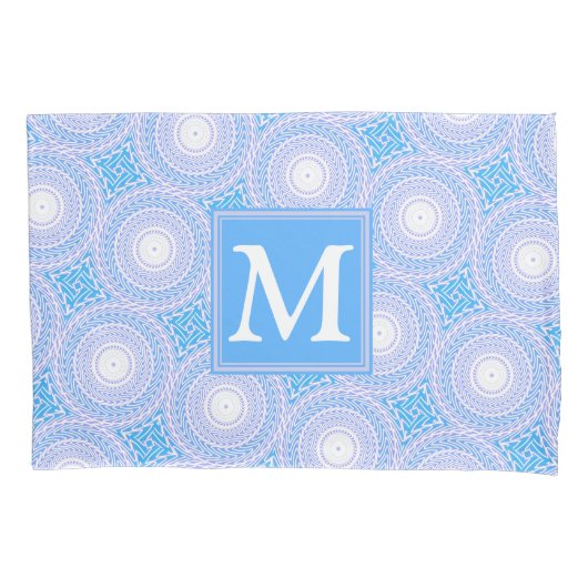 Monogram patroon van elektrische blauwe cirkels kussensloop (Voorkant)