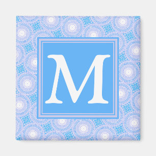 Monogram patroon van elektrische blauwe cirkels magneet