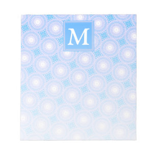 Monogram patroon van elektrische blauwe cirkels notitieblok