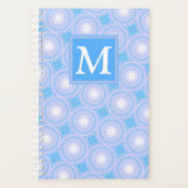 Monogram patroon van elektrische blauwe cirkels planner (Voorkant)