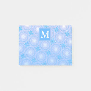 Monogram patroon van elektrische blauwe cirkels post-it® notes