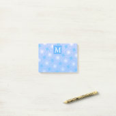 Monogram patroon van elektrische blauwe cirkels post-it® notes (Op bureau)