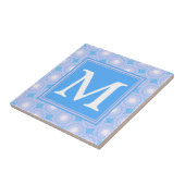 Monogram patroon van elektrische blauwe cirkels tegeltje (Zijkant)