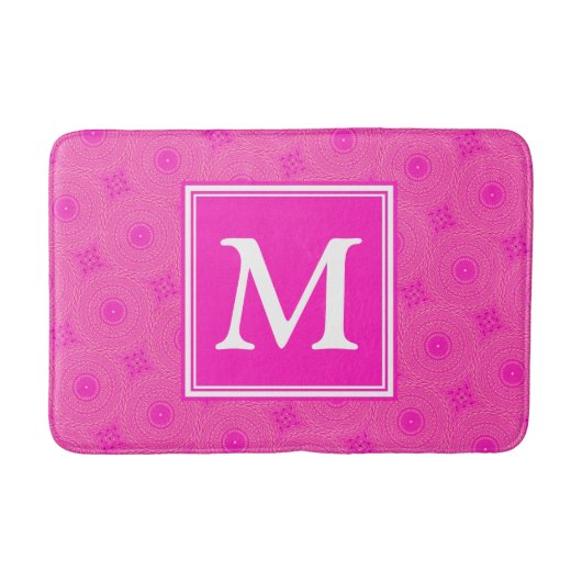 Monogram patroon van hete roze cirkels badmat (Voorkant)