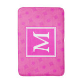 Monogram patroon van hete roze cirkels badmat (Voorkant Verticaal)