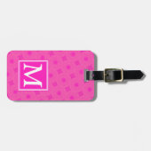 Monogram patroon van hete roze cirkels bagagelabel (Voorkant horizontaal)