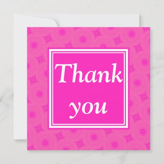 Monogram patroon van hete roze cirkels bedankkaart (Voorkant)