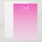 Monogram patroon van hete roze cirkels briefpapier (Voorkant / Achterkant)