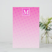 Monogram patroon van hete roze cirkels briefpapier (Staand voorkant)