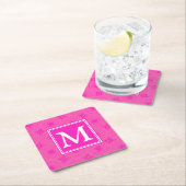 Monogram patroon van hete roze cirkels kartonnen onderzetters (Insitu)