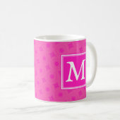 Monogram patroon van hete roze cirkels koffiemok (Voorkant rechts)