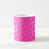 Monogram patroon van hete roze cirkels koffiemok (Center)