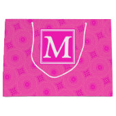 Monogram patroon van hete roze cirkels large cadeautasje (Voorkant)