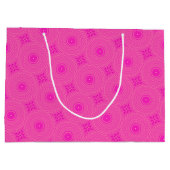 Monogram patroon van hete roze cirkels large cadeautasje (Achterkant)