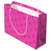 Monogram patroon van hete roze cirkels large cadeautasje (Achterkant Gekanteld)