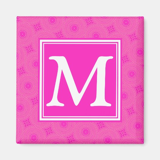 Monogram patroon van hete roze cirkels magneet (Voorkant)