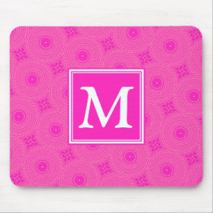Monogram patroon van hete roze cirkels muismat