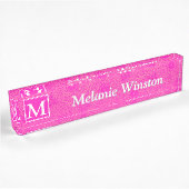 Monogram patroon van hete roze cirkels naambordje