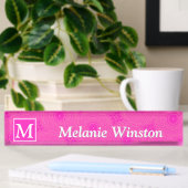 Monogram patroon van hete roze cirkels naambordje