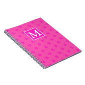 Monogram patroon van hete roze cirkels notitieboek (Rechterzijde)