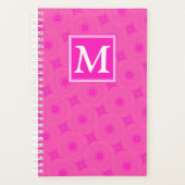 Monogram patroon van hete roze cirkels planner (Voorkant)