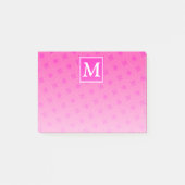 Monogram patroon van hete roze cirkels post-it® notes (Voorkant)