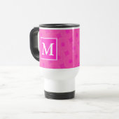 Monogram patroon van hete roze cirkels reisbeker (Voorkant links)