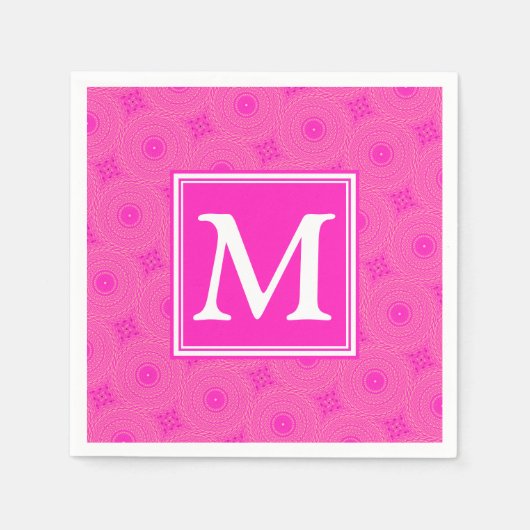 Monogram patroon van hete roze cirkels servetten (Voorkant)