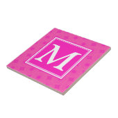 Monogram patroon van hete roze cirkels tegeltje (Zijkant)