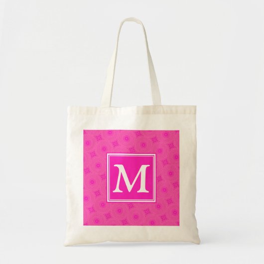 Monogram patroon van hete roze cirkels tote bag (Voorkant)