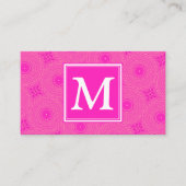 Monogram patroon van hete roze cirkels visitekaartje (Voorkant)