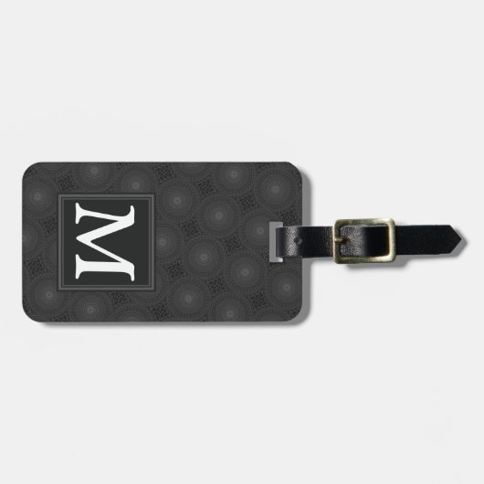 Monogram patroon van koolcirkels bagagelabel (Voorkant horizontaal)