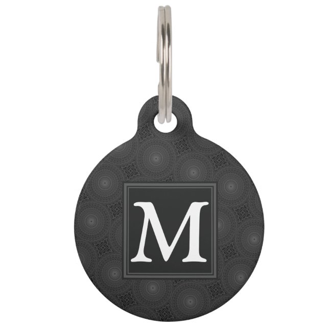Monogram patroon van koolcirkels huisdierpenning (Voorkant)