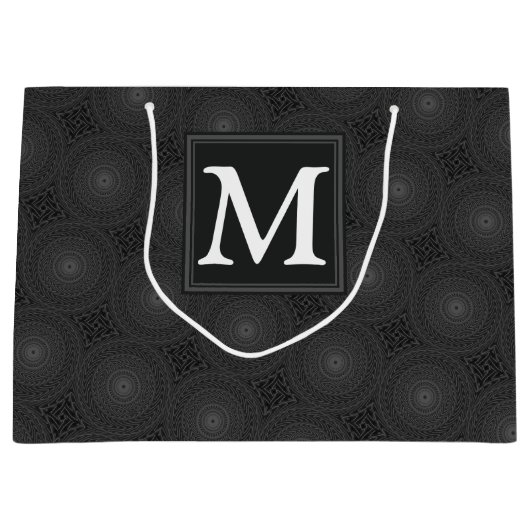 Monogram patroon van koolcirkels large cadeautasje (Voorkant)