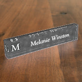 Monogram patroon van koolcirkels naambordje (Zijkant)