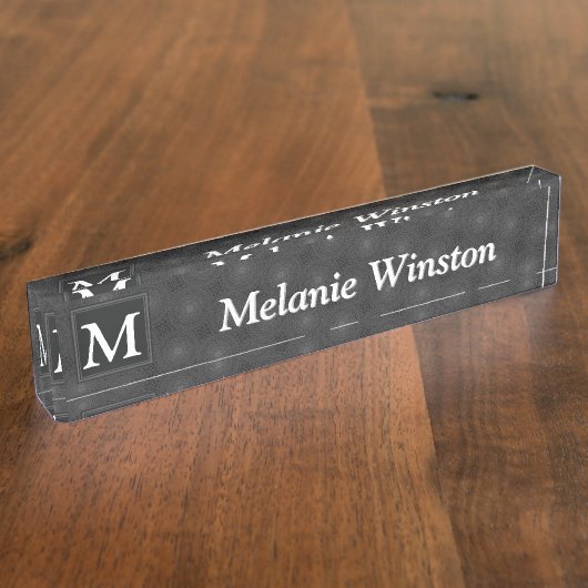 Monogram patroon van koolcirkels naambordje (Zijkant)