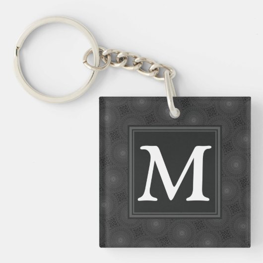 Monogram patroon van koolcirkels sleutelhanger (Voorkant)