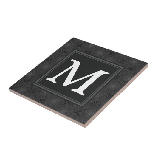 Monogram patroon van koolcirkels tegeltje (Zijkant)