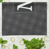 Monogram patroon van koolcirkels theedoek (Gevouwen)