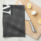 Monogram patroon van koolcirkels theedoek (Quarter Fold)