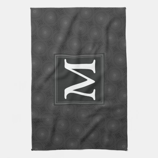 Monogram patroon van koolcirkels theedoek (Verticaal)