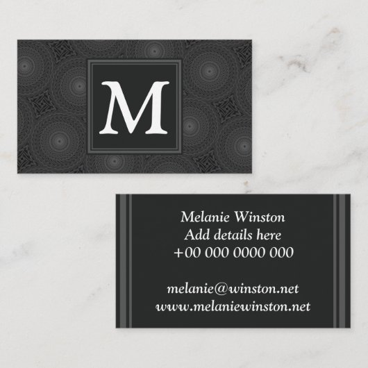 Monogram patroon van koolcirkels visitekaartje (Voorkant / Achterkant)