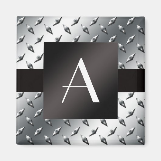 Monogram patroon van zilverdiamant bord magneet (Voorkant)