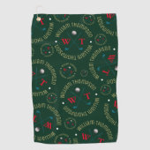 Monogram Patroon voor Golf Spelers Donkergroen Golfhanddoek (Voorkant)