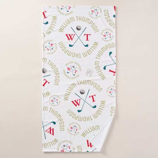 Monogram Patroon voor Golf Spelers Wit Badhanddoek (Badhanddoek)