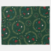 Monogram Patroon voor Golfspelers Donkergroen Groo Fleece Deken (Voorkant (Horizontaal))