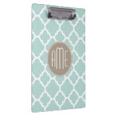 Monogram patroonmonogram pastel Mint en Tan Quatre Klembord (Rechts)