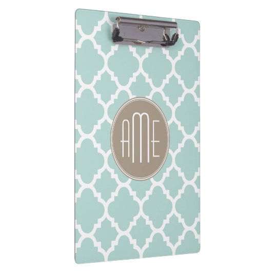 Monogram patroonmonogram pastel Mint en Tan Quatre Klembord (Rechts)